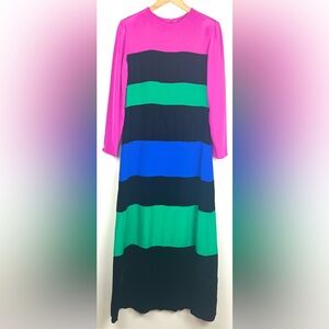 Vintage Oscar de la Renta Colorblock Stripe Maxi Dress Gown